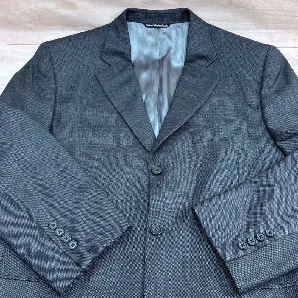 Jack Victor Loro Piana Zelander Wool Blazer 42L Grey Purple Pinstripe Sport Coat